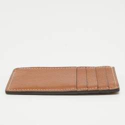 Pre Owned Tory Burch Brown Leather Miller Top Zip Card Case