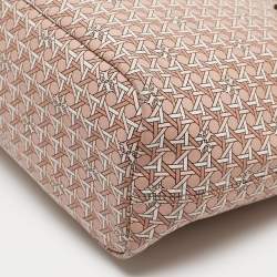 Pre Owned Tory Burch Pink Printed Coated Canvas Small Ever-Ready Zip Tote