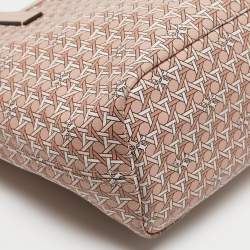 Pre Owned Tory Burch Pink Printed Coated Canvas Small Ever-Ready Zip Tote