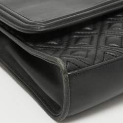 Pre Owned Tory Burch Black Leather Small Fleming Shoulder Bag