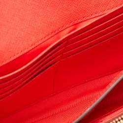 Pre Owned Tory Burch Red Saffiano Leather Robinson Wallet on Chain