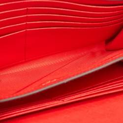 Pre Owned Tory Burch Red Saffiano Leather Robinson Wallet on Chain