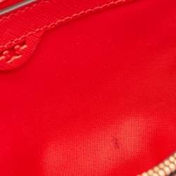 Pre Owned Tory Burch Red Saffiano Leather Robinson Wallet on Chain