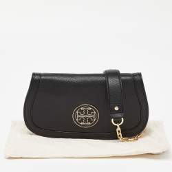 Pre Owned Tory Burch Black Leather Britten Crossbody Bag