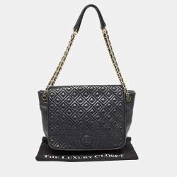 Tory Burch Black Quilted Leather Marion Flap Chain Shoulder Bag