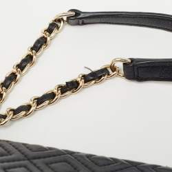 Tory Burch Black Quilted Leather Marion Flap Chain Shoulder Bag