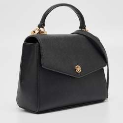 Pre Owned Tory Burch Black Leather Robinson Top Handle Bag