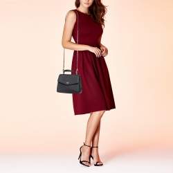 Pre Owned Tory Burch Black Leather Robinson Top Handle Bag