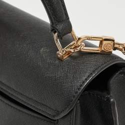 Pre Owned Tory Burch Black Leather Robinson Top Handle Bag