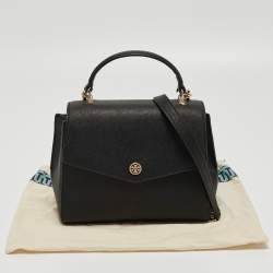 Pre Owned Tory Burch Black Leather Robinson Top Handle Bag