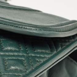 Pre Owned Tory Burch Green Leather Small Fleming Shoulder Bag