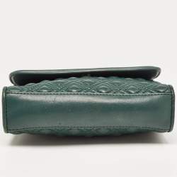 Pre Owned Tory Burch Green Leather Small Fleming Shoulder Bag