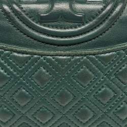 Pre Owned Tory Burch Green Leather Small Fleming Shoulder Bag