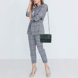 Pre Owned Tory Burch Green Leather Small Fleming Shoulder Bag