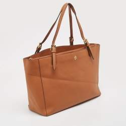 Tory Burch Brown Leather Large York Buckle Shopper Tote