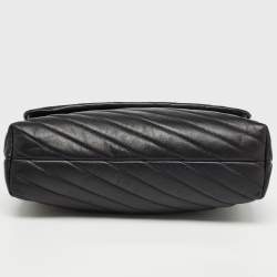 Pre Owned Tory Burch Black Chevron Leather Kira Convertible Shoulder Bag
