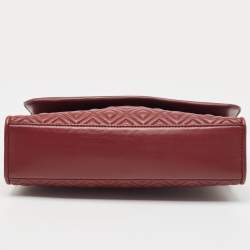 Pre Owned Tory Burch Burgundy Quilted Leather Large Fleming Shoulder Bag