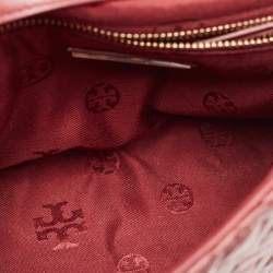 Pre Owned Tory Burch Burgundy Quilted Leather Large Fleming Shoulder Bag