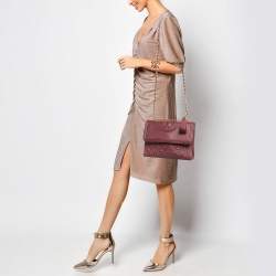 Pre Owned Tory Burch Burgundy Quilted Leather Large Fleming Shoulder Bag