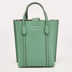 Pre Owned Tory Burch Green Leather Mini Perry Tote