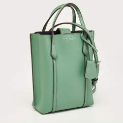 Pre Owned Tory Burch Green Leather Mini Perry Tote