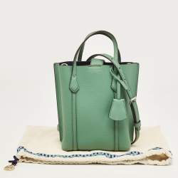 Pre Owned Tory Burch Green Leather Mini Perry Tote