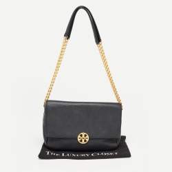 Pre Owned Tory Burch Black Leather Chelsea Shoulder Bag