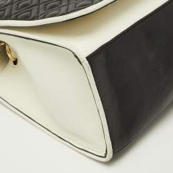 Tory Burch Black/White Leather Fleming Shoulder Bag