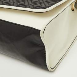 Tory Burch Black/White Leather Fleming Shoulder Bag