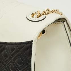 Tory Burch Black/White Leather Fleming Shoulder Bag