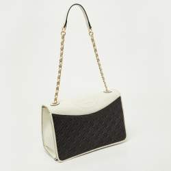 Tory Burch Black/White Leather Fleming Shoulder Bag