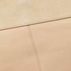 Pre Owned Tory Burch Light Pink/Beige Leather Drawstring Tote