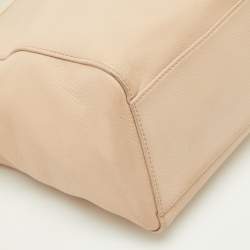 Pre Owned Tory Burch Light Pink/Beige Leather Drawstring Tote