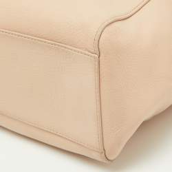 Pre Owned Tory Burch Light Pink/Beige Leather Drawstring Tote