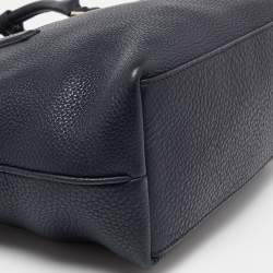 Pre Owned Tory Burch Blue Leather Top Zip Tassel Tote