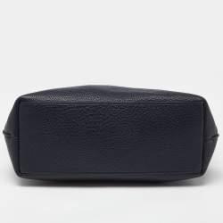 Pre Owned Tory Burch Blue Leather Top Zip Tassel Tote