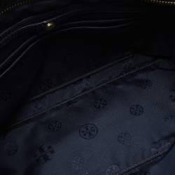 Pre Owned Tory Burch Blue Leather Top Zip Tassel Tote