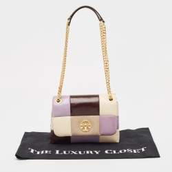 Pre Owned Tory Burch Multicolor Quilted Glazed Leather Willa Shoulder Bag