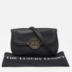 Pre Owned Tory Burch Black Leather Britten Crossbody Bag