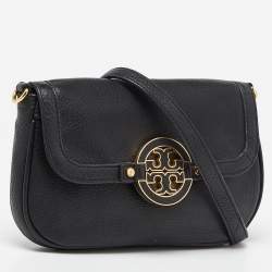 Pre Owned Tory Burch Black Leather Britten Crossbody Bag
