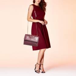 Pre Owned Tory Burch Burgundy Leather Fleming Crossbody Bag