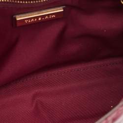 Pre Owned Tory Burch Burgundy Leather Fleming Crossbody Bag