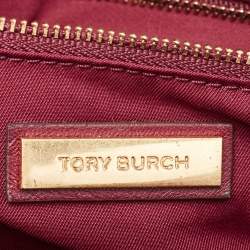 Pre Owned Tory Burch Burgundy Leather Fleming Crossbody Bag