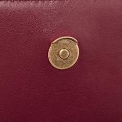 Pre Owned Tory Burch Burgundy Leather Fleming Crossbody Bag