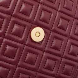 Pre Owned Tory Burch Burgundy Leather Fleming Crossbody Bag