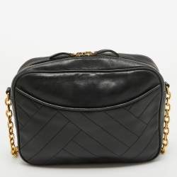 Pre Owned Tory Burch Black Leather Alexa Camera Crossbody Bag