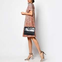 Pre Owned Tory Burch Black Quilted Leather Fleming Shoulder Bag