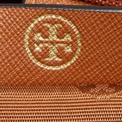 Pre Owned Tory Burch Brown Saffiano Leather Medium York Buckle Tote