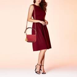 Pre Owned Tory Burch Red/Brown Leather Perry Crossbody Bag