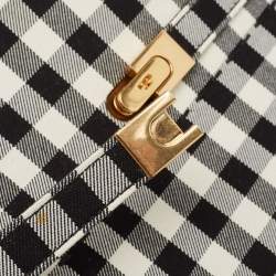 Tory Burch Black/White Checkered Canvas Lee Radziwill Top Handle Bag